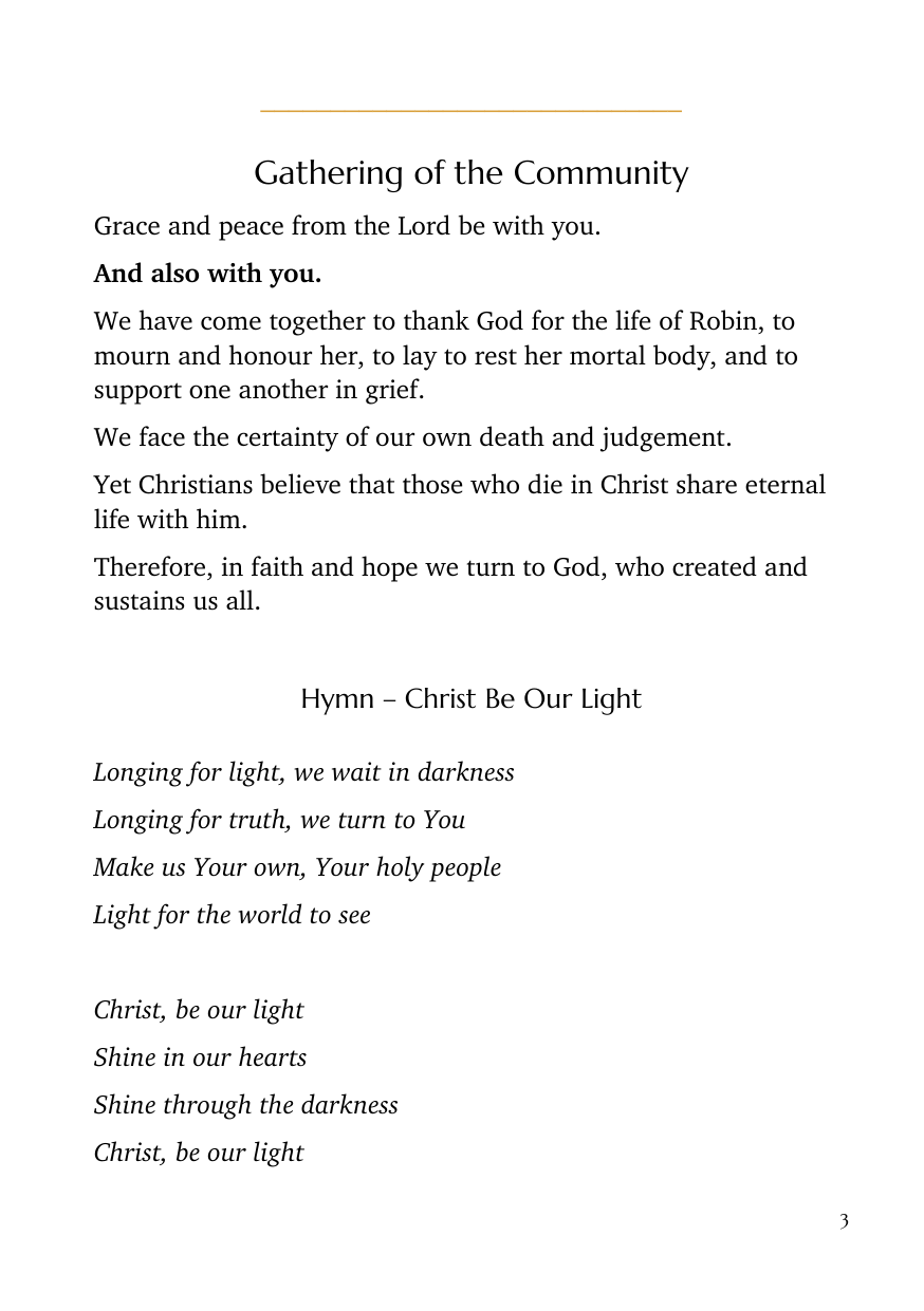 Order of service, page 3 of 24