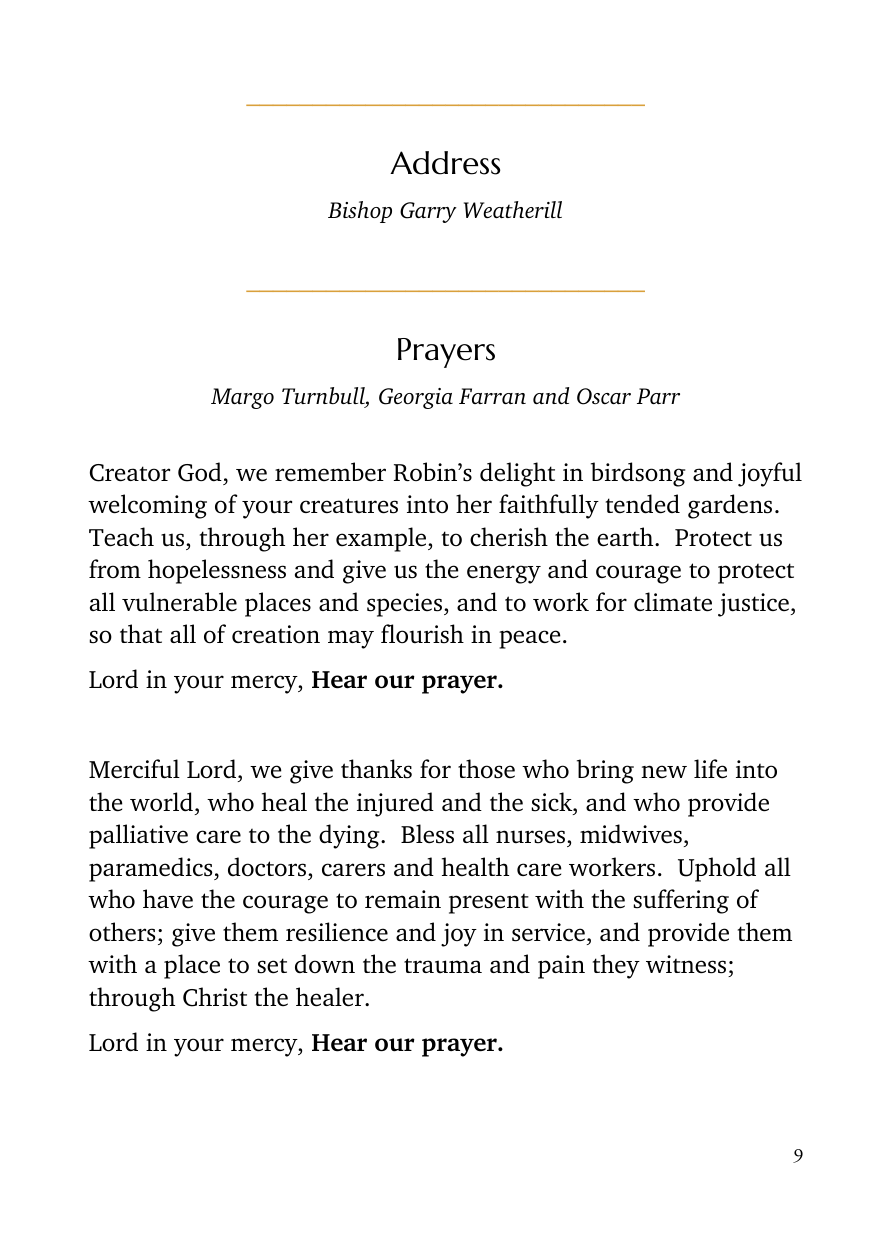 Order of service, page 9 of 24
